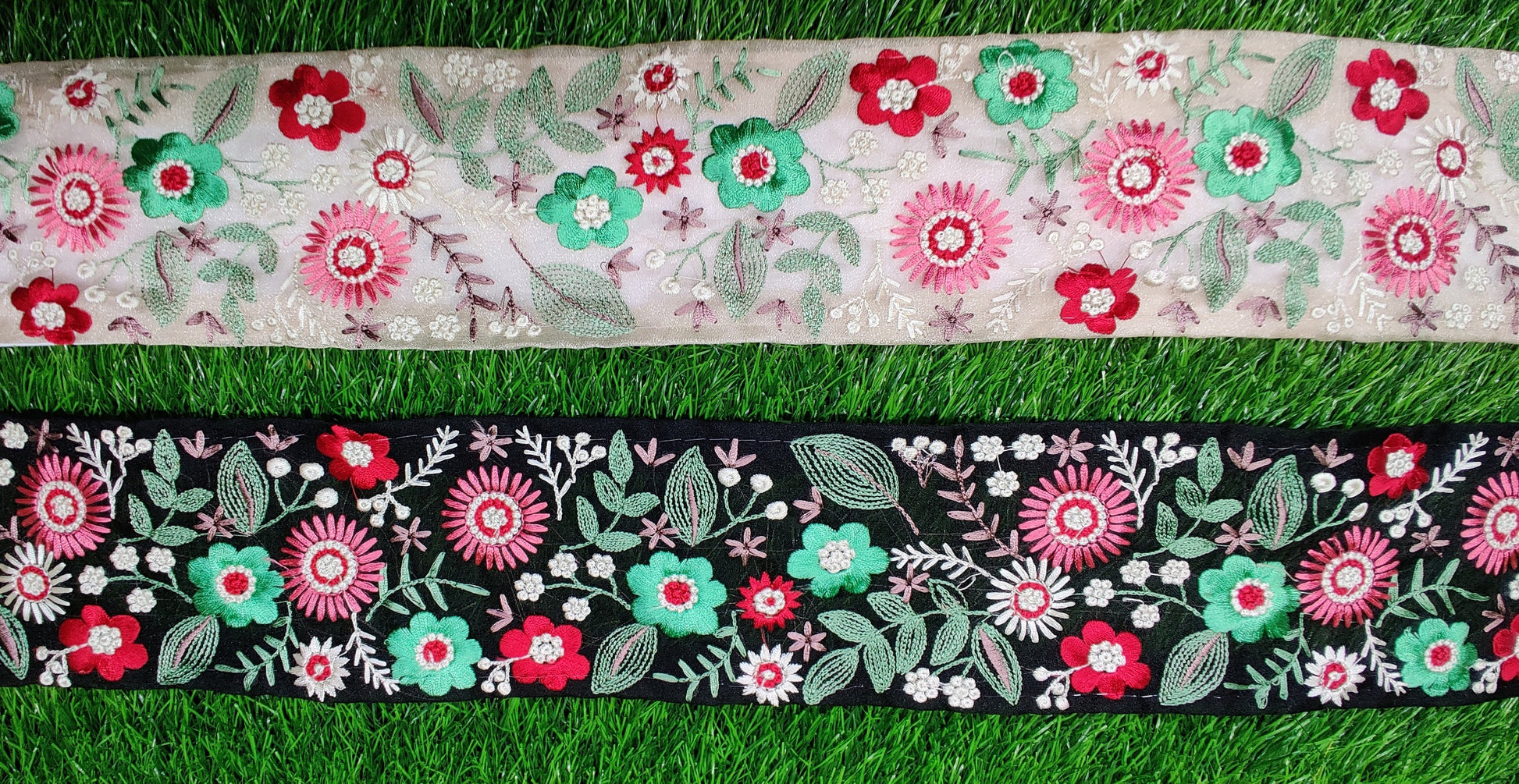 3 yard 8.0 cm wide Indian Saree Border Boho Lace Embroidery Ribbon Cushion Table runner curtains wedding Sewing Crafting Trim Headbands