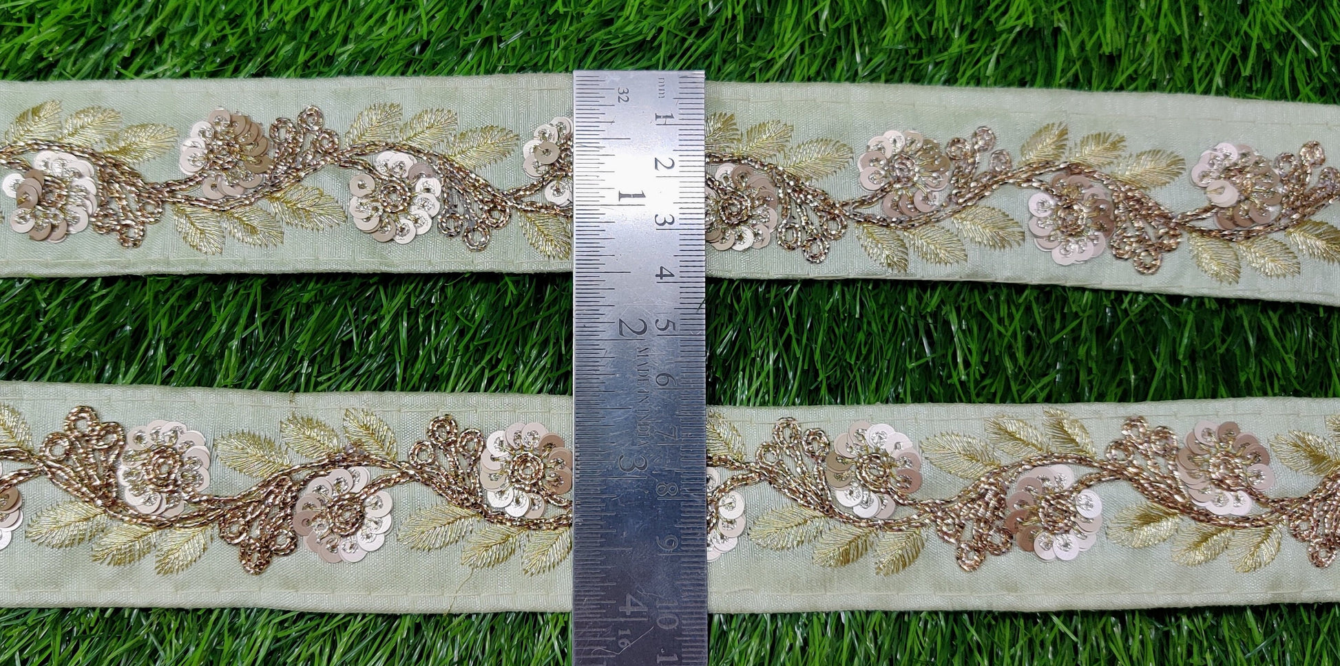Light Green Wide Floral Indian Embellishment Embroider Lace Trim Cushion Embroidery Saree Sewing Accessories Crafting Wedding Trimmings