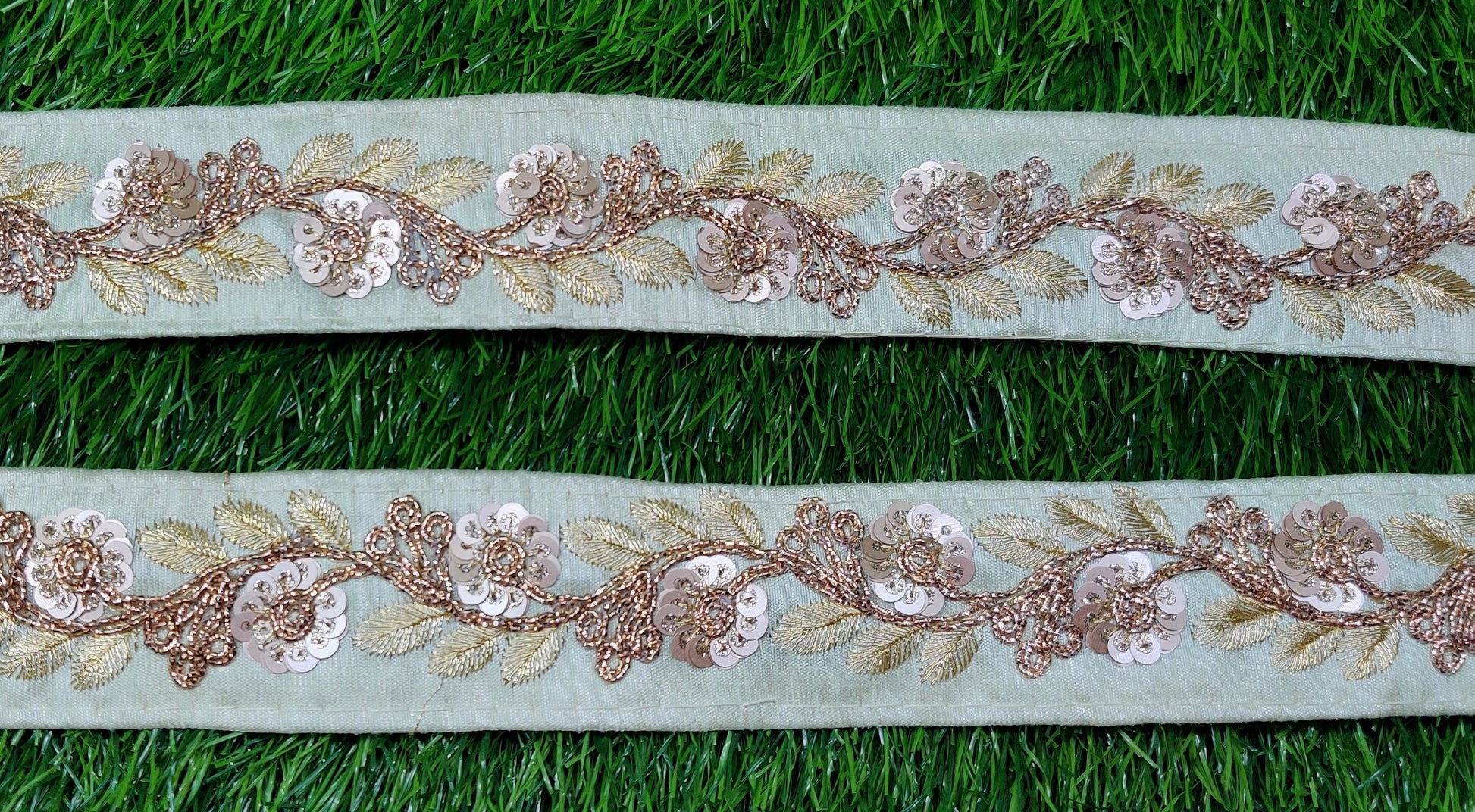 Light Green Wide Floral Indian Embellishment Embroider Lace Trim Cushion Embroidery Saree Sewing Accessories Crafting Wedding Trimmings