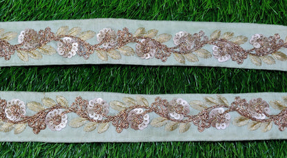 Light Green Wide Floral Indian Embellishment Embroider Lace Trim Cushion Embroidery Saree Sewing Accessories Crafting Wedding Trimmings