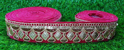 9 yard 4.5 cm wide Indian Saree Border Boho Lace Embroidery Ribbon Cushion Table runner curtains wedding Sewing Crafting Trim Headbands