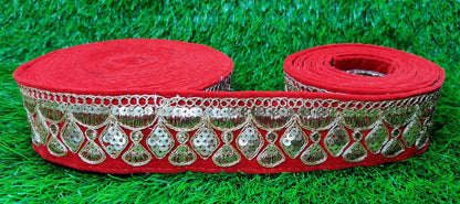 9 yard 4.5 cm wide Indian Saree Border Boho Lace Embroidery Ribbon Cushion Table runner curtains wedding Sewing Crafting Trim Headbands