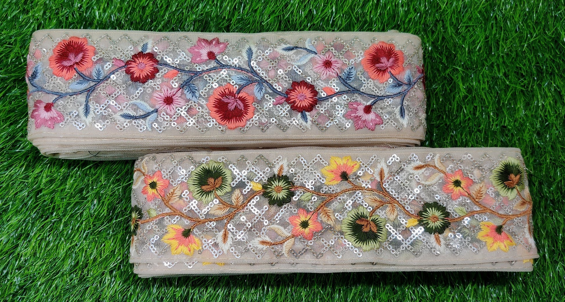 9 yard 6.5 cm wide Indian Saree Border Boho Lace Embroidery Ribbon Cushion Table runner curtains wedding Sewing Crafting Trim Headbands