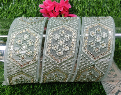 9 yard 4.0 cm wide Indian Saree Border Boho Lace Embroidery Ribbon Cushion Table runner curtains wedding Sewing Crafting Trim Headbands