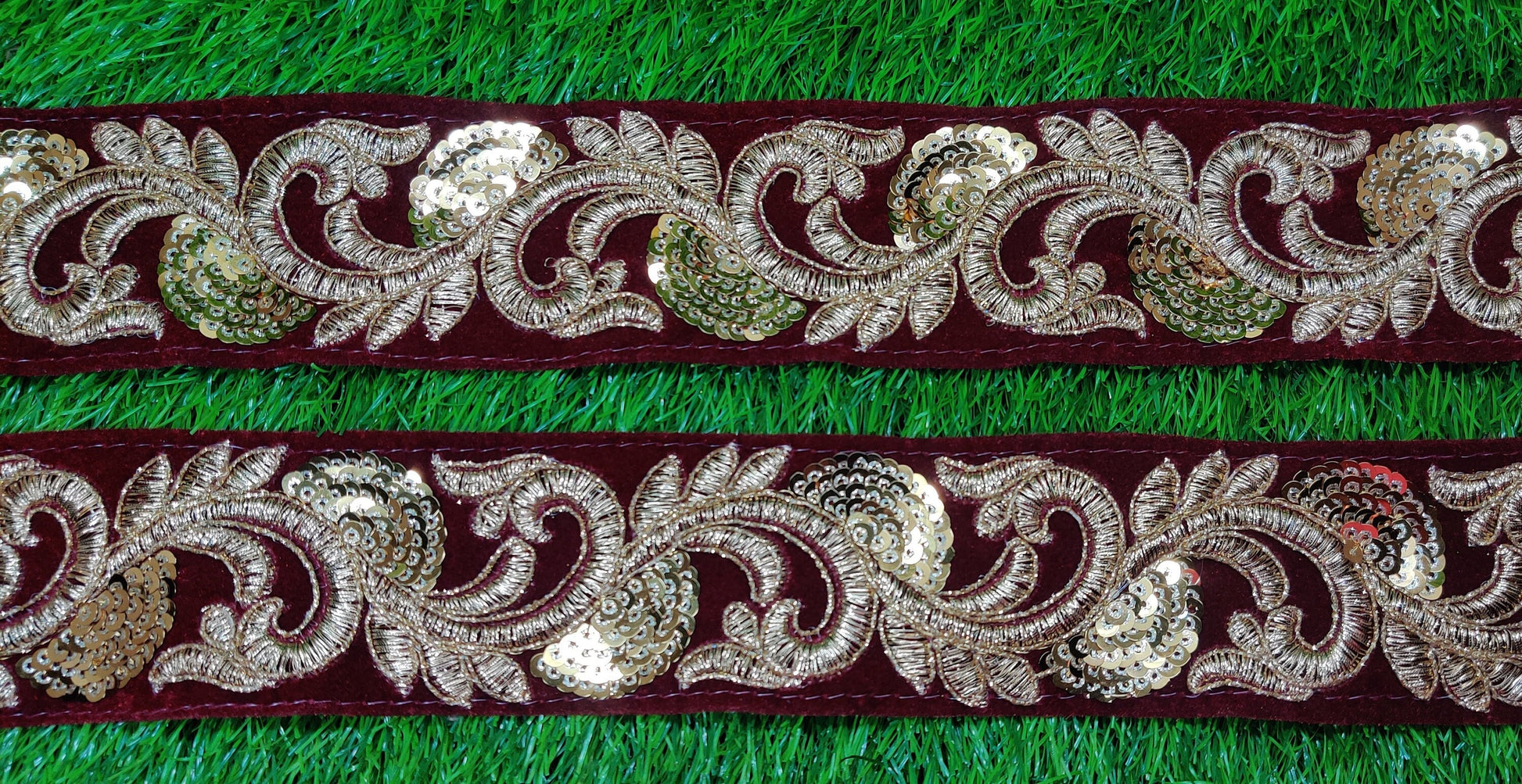 9 yard 5 cm wide Indian Saree Border Boho Lace Embroidery Ribbon Cushion Table runner curtains wedding Sewing Crafting Trim Headbands