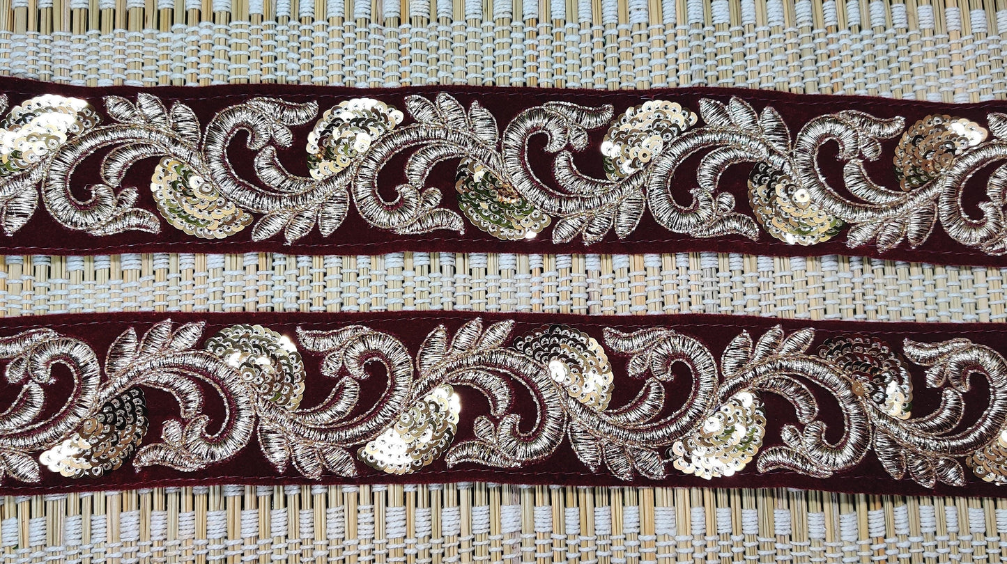 9 yard 5 cm wide Indian Saree Border Boho Lace Embroidery Ribbon Cushion Table runner curtains wedding Sewing Crafting Trim Headbands