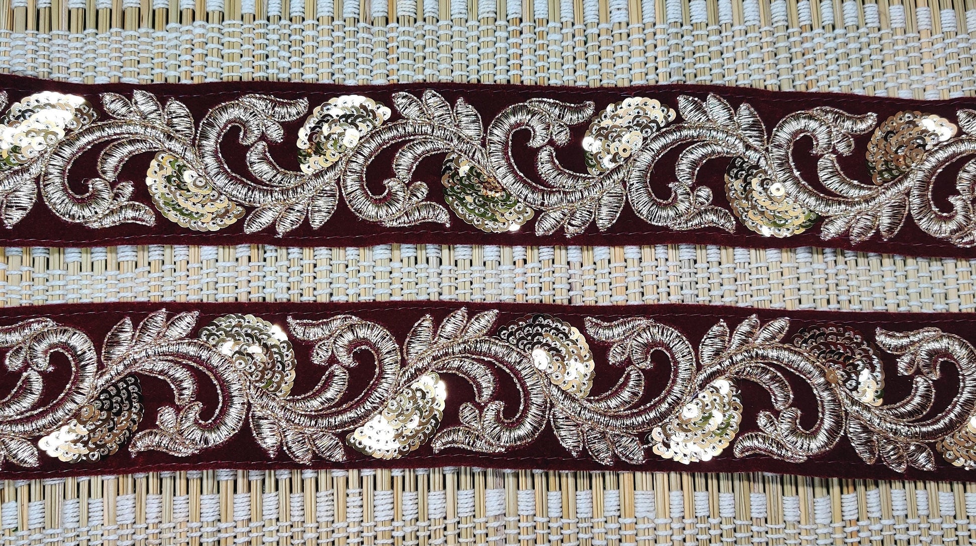 9 yard 5 cm wide Indian Saree Border Boho Lace Embroidery Ribbon Cushion Table runner curtains wedding Sewing Crafting Trim Headbands