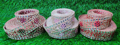 9 yard 3.0 cm wide Indian Saree Border Boho Lace Embroidery Ribbon Cushion Table runner curtains wedding Sewing Crafting Trim Headbands