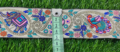 9 yard 5.0 cm wide Indian Saree Border Boho Lace Embroidery Ribbon Cushion Table runner curtains wedding Sewing Crafting Trim Headbands