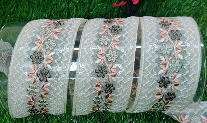 9 yard 5.0 cm wide Indian Saree Border Boho Lace Embroidery Ribbon Cushion Table runner curtains wedding Sewing Crafting Trim Headbands