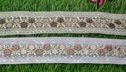 9 yard 5.0 cm wide Indian Saree Border Boho Lace Embroidery Ribbon Cushion Table runner curtains wedding Sewing Crafting Trim Headbands