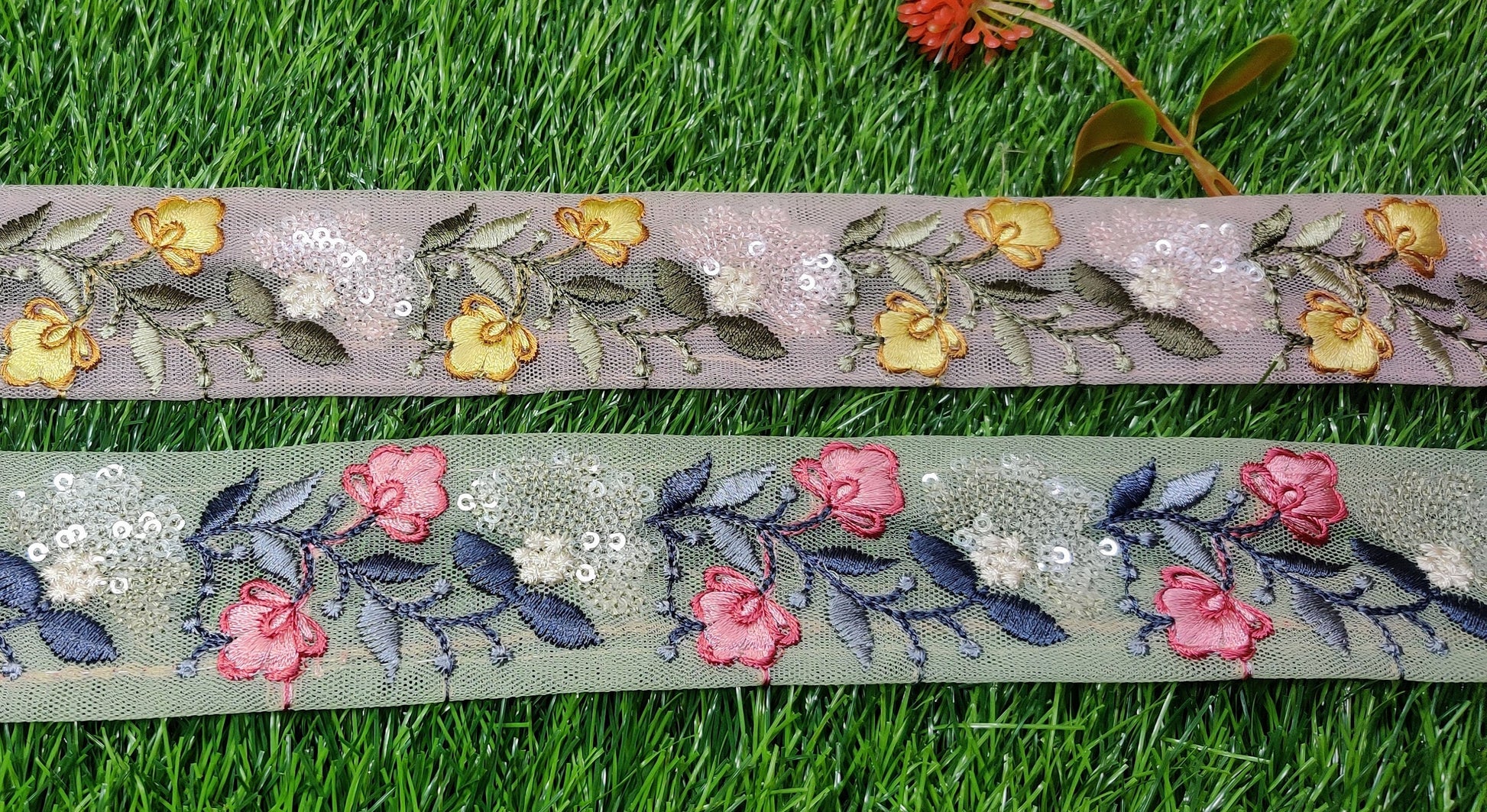 9 yard 4.0 cm wide Indian Saree Border Boho Lace Embroidery Ribbon Cushion Table runner curtains wedding Sewing Crafting Trim Headbands