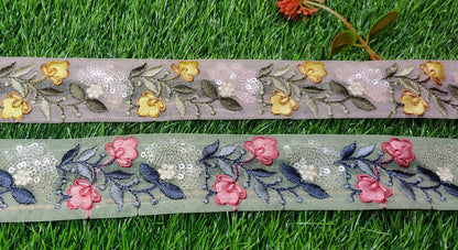 9 yard 4.0 cm wide Indian Saree Border Boho Lace Embroidery Ribbon Cushion Table runner curtains wedding Sewing Crafting Trim Headbands