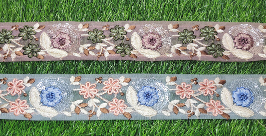 9 yard 4.0 cm wide Indian Saree Border Boho Lace Embroidery Ribbon Cushion Table runner curtains wedding Sewing Crafting Trim Headbands