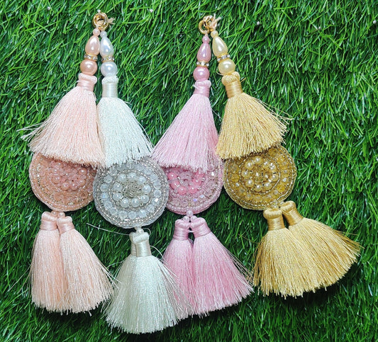 Indian Handmade Latkan Tassels for Saree Blouse Lehenga HandBags Hangings Dupatta Decoration Bridal Wedding dress for Women pair of 2 pcs