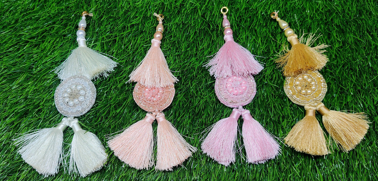 Indian Handmade Latkan Tassels for Saree Blouse Lehenga HandBags Hangings Dupatta Decoration Bridal Wedding dress for Women pair of 2 pcs