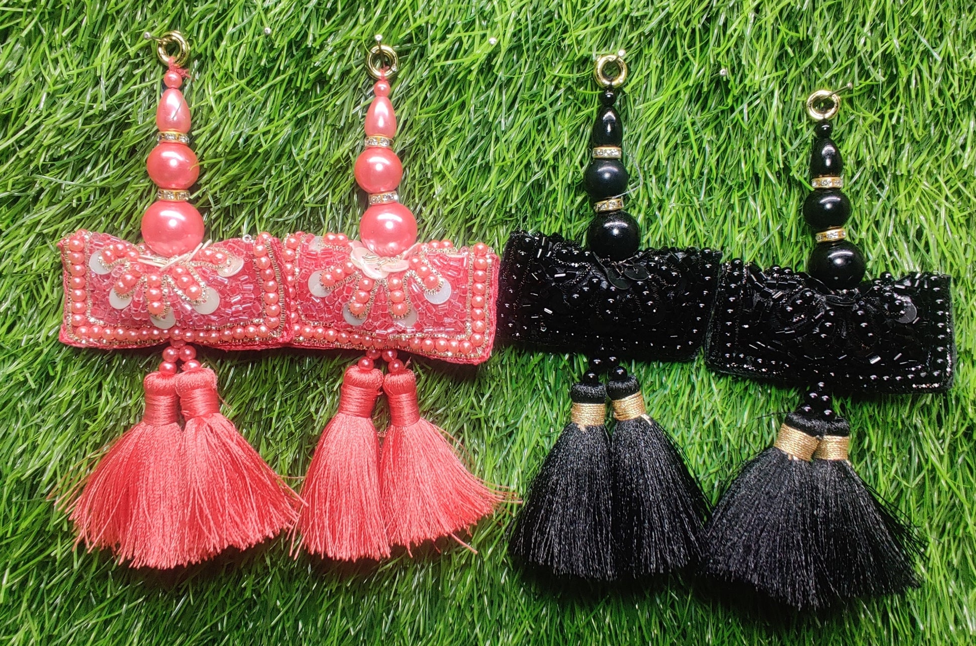 Indian Handmade Latkan Tassels for Saree Blouse Lehenga HandBags Hangings Dupatta Decoration Bridal Wedding dress for Women pair of 2 pcs
