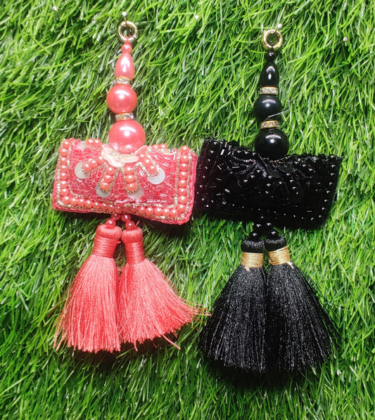 Indian Handmade Latkan Tassels for Saree Blouse Lehenga HandBags Hangings Dupatta Decoration Bridal Wedding dress for Women pair of 2 pcs