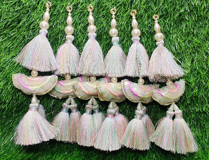 Indian Handmade Golden Beaded Latkan Tassels for Saree Blouse HandBags Hangings Dupatta Bridal Wedding dress for Women pair of 2 pcs