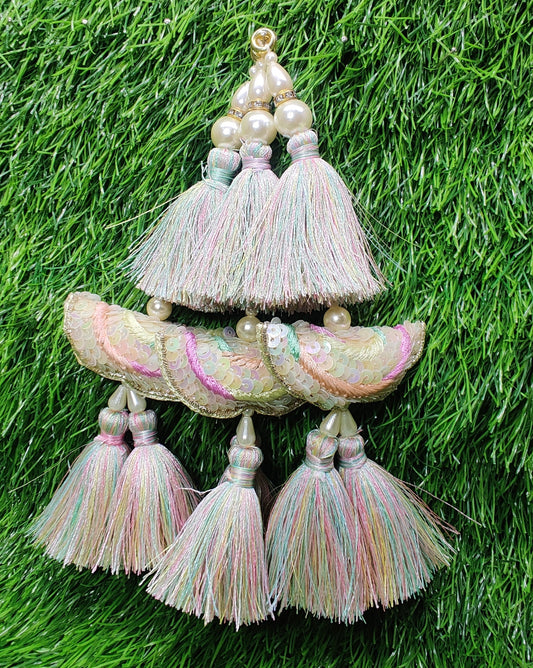 Indian Handmade Golden Beaded Latkan Tassels for Saree Blouse HandBags Hangings Dupatta Bridal Wedding dress for Women pair of 2 pcs