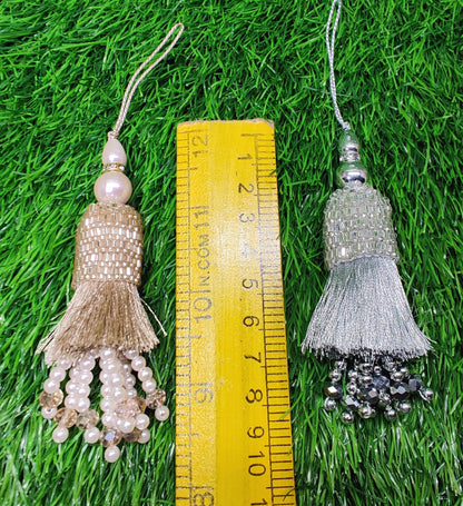 Indian Handmade Latkan Tassels for Saree Blouse Lehenga HandBags Hangings Dupatta Decoration Bridal Wedding dress for Women pair of 2 pcs