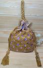 Indian Golden purple Color Women Fashion Handmade Potli Bag, Ethnic Wedding hand bag, Bridal Bag Embellished With Beads & Pearls