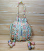 Indian light Green color Women Fashion Handmade Potli Bag, Ethnic Wedding Festivals, hand bag, Bridal Bag Embellished With Beads & Pearls