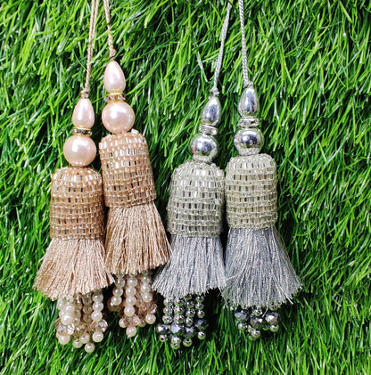 Indian Handmade Latkan Tassels for Saree Blouse Lehenga HandBags Hangings Dupatta Decoration Bridal Wedding dress for Women pair of 2 pcs