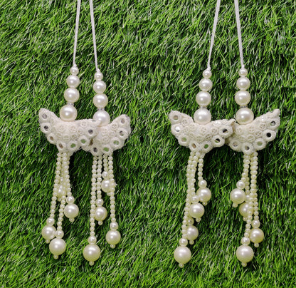 Indian Handmade Golden Beaded Latkan Tassels for Saree Blouse HandBags Hangings Dupatta Bridal Wedding dress for Women pair of 2 pcs