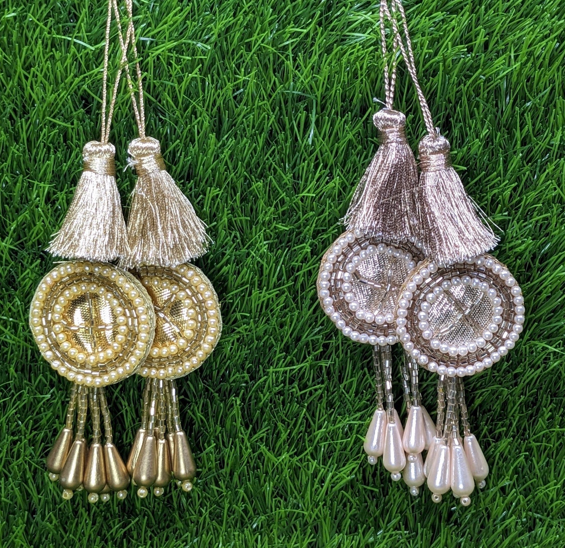 Indian Handmade Latkan Tassels for Saree Blouse HandBags Hangings Dupatta Decoration Bridal Wedding dress for Women pair of 2 pcs