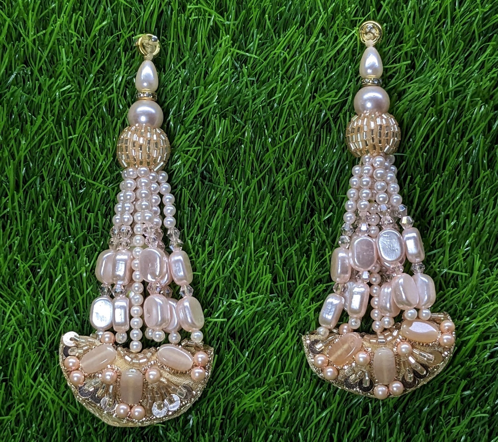 Indian Handmade Beaded Latkan Tassels for Saree blouse HandBags Hangings Dupatta Bridal Wedding dress for Women pair of 2 pcs