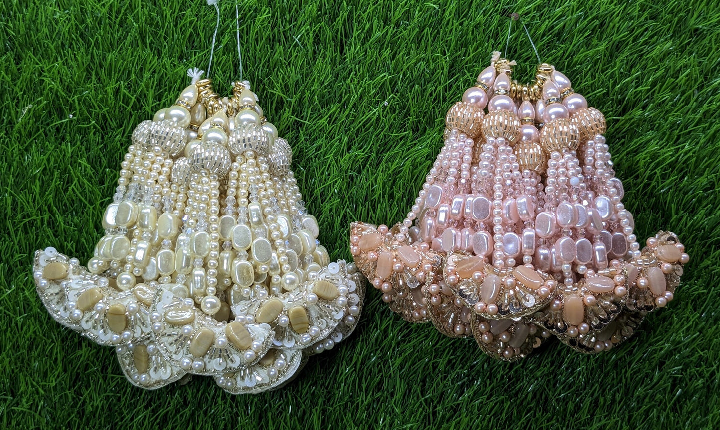 Indian Handmade Beaded Latkan Tassels for Saree blouse HandBags Hangings Dupatta Bridal Wedding dress for Women pair of 2 pcs