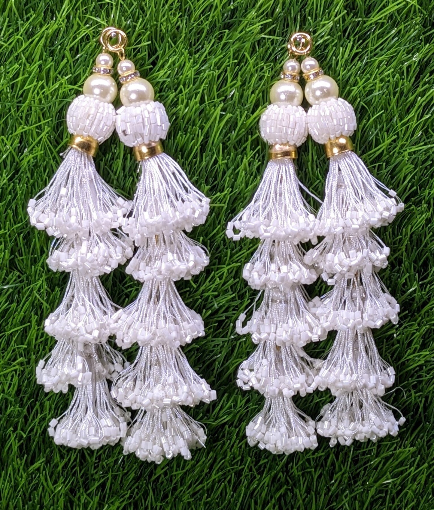 Indian Handmade Beaded Latkan Tassels for Saree Blouse HandBags Hangings Dupatta Bridal Wedding dress for Women pair of 2 pcs