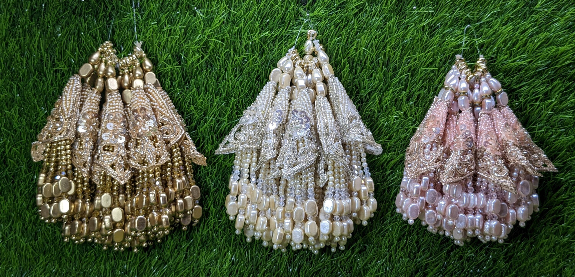 Indian Handmade Beaded Latkan Tassels for Saree blouse HandBags Hangings Dupatta Bridal Wedding dress for Women pair of 2 pcs