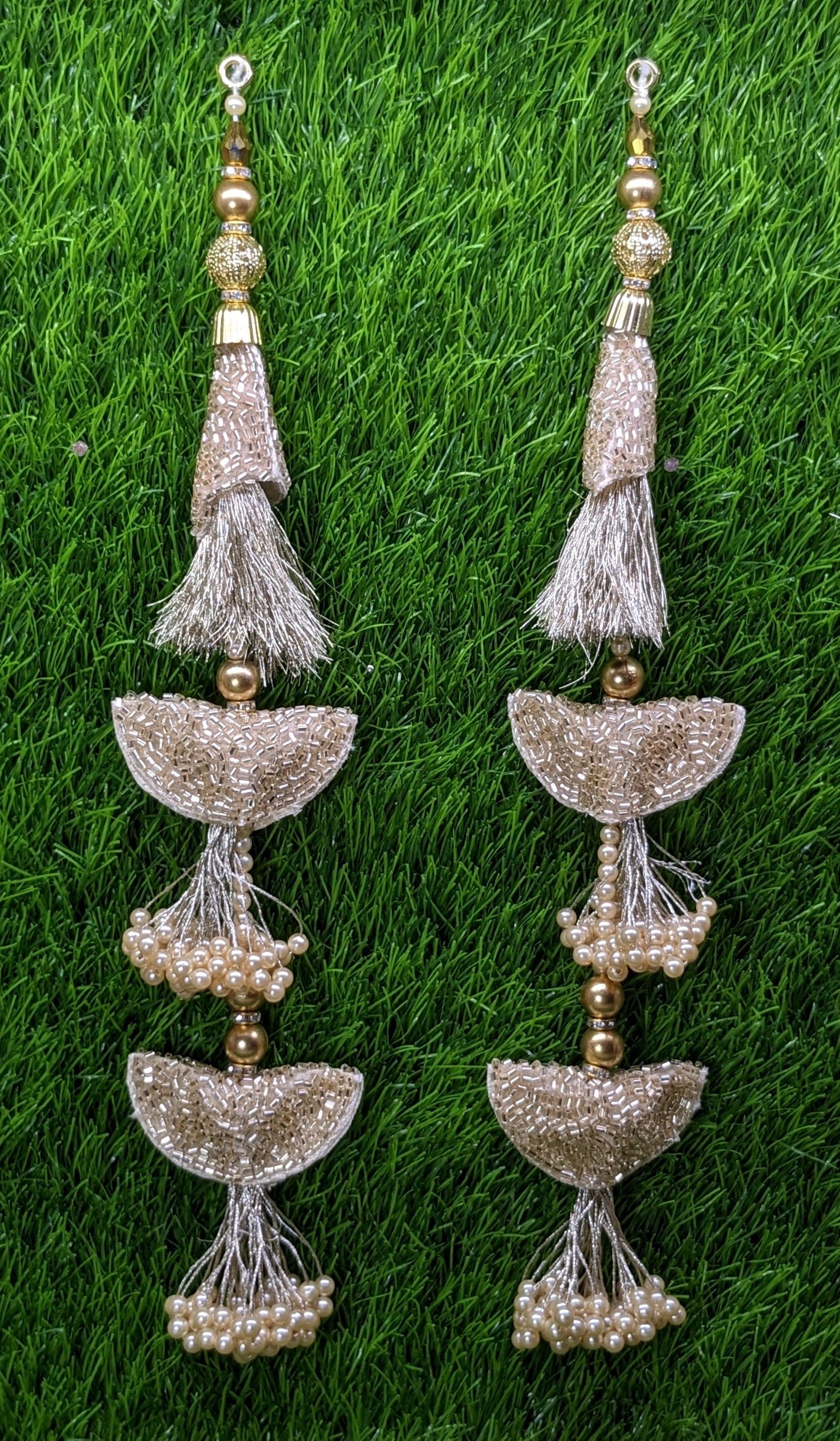 Indian Handmade Beaded Lahenga Latkan Tassels for Saree HandBags Hangings Dupatta Bridal Wedding dress for Women pair of 2 pcs