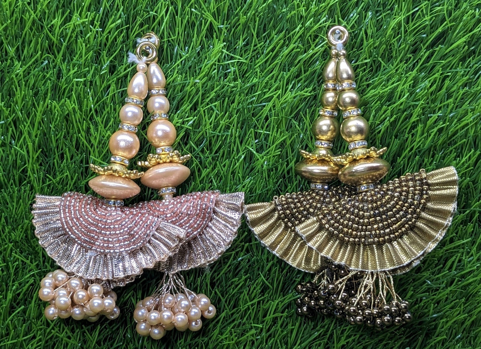 Indian Handmade Beaded Latkan Tassels for Saree Blouse HandBags Hangings Dupatta Bridal Wedding dress for Women pair of 2 pcs