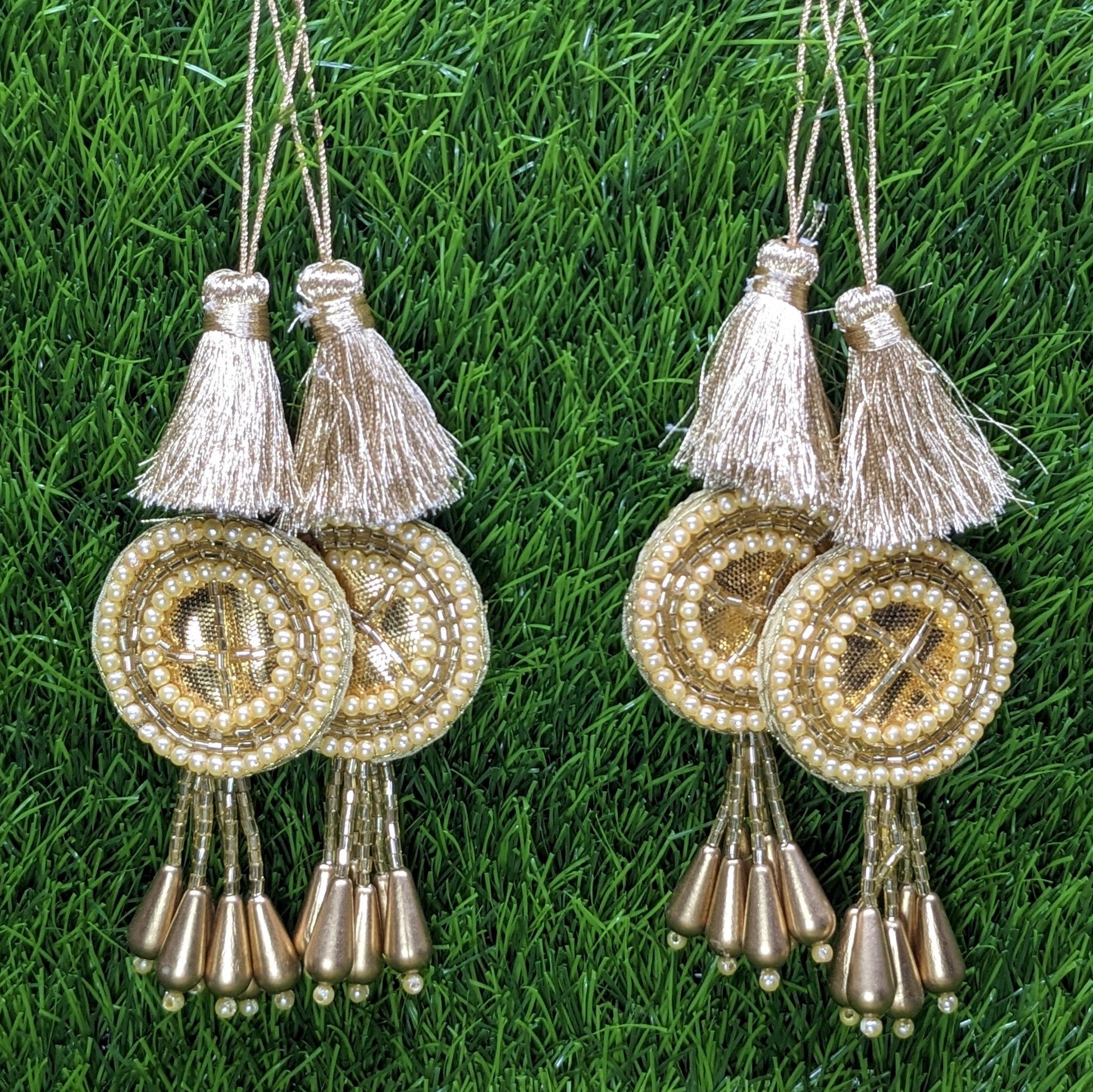 Indian Handmade Latkan Tassels for Saree Blouse HandBags Hangings Dupatta Decoration Bridal Wedding dress for Women pair of 2 pcs