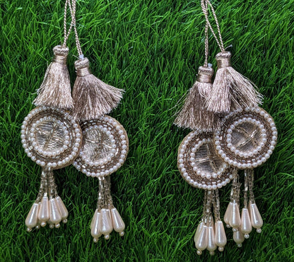 Indian Handmade Latkan Tassels for Saree Blouse HandBags Hangings Dupatta Decoration Bridal Wedding dress for Women pair of 2 pcs