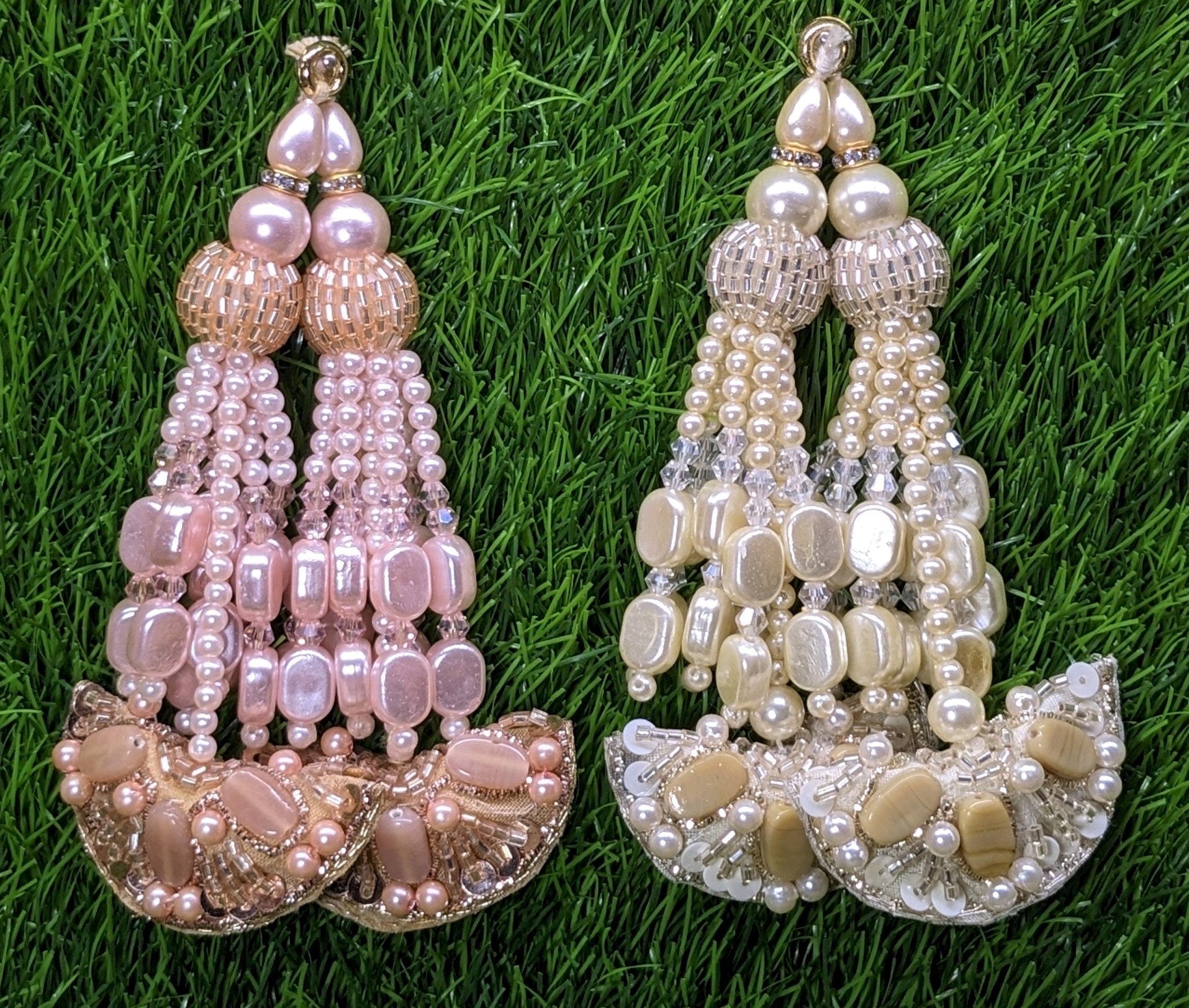 Indian Handmade Beaded Latkan Tassels for Saree blouse HandBags Hangings Dupatta Bridal Wedding dress for Women pair of 2 pcs