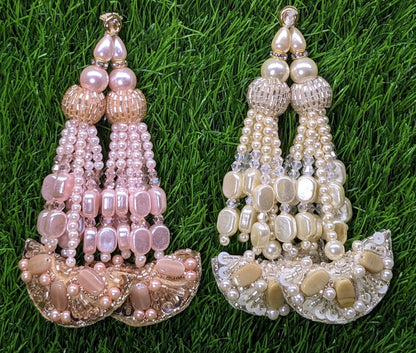 Indian Handmade Beaded Latkan Tassels for Saree blouse HandBags Hangings Dupatta Bridal Wedding dress for Women pair of 2 pcs