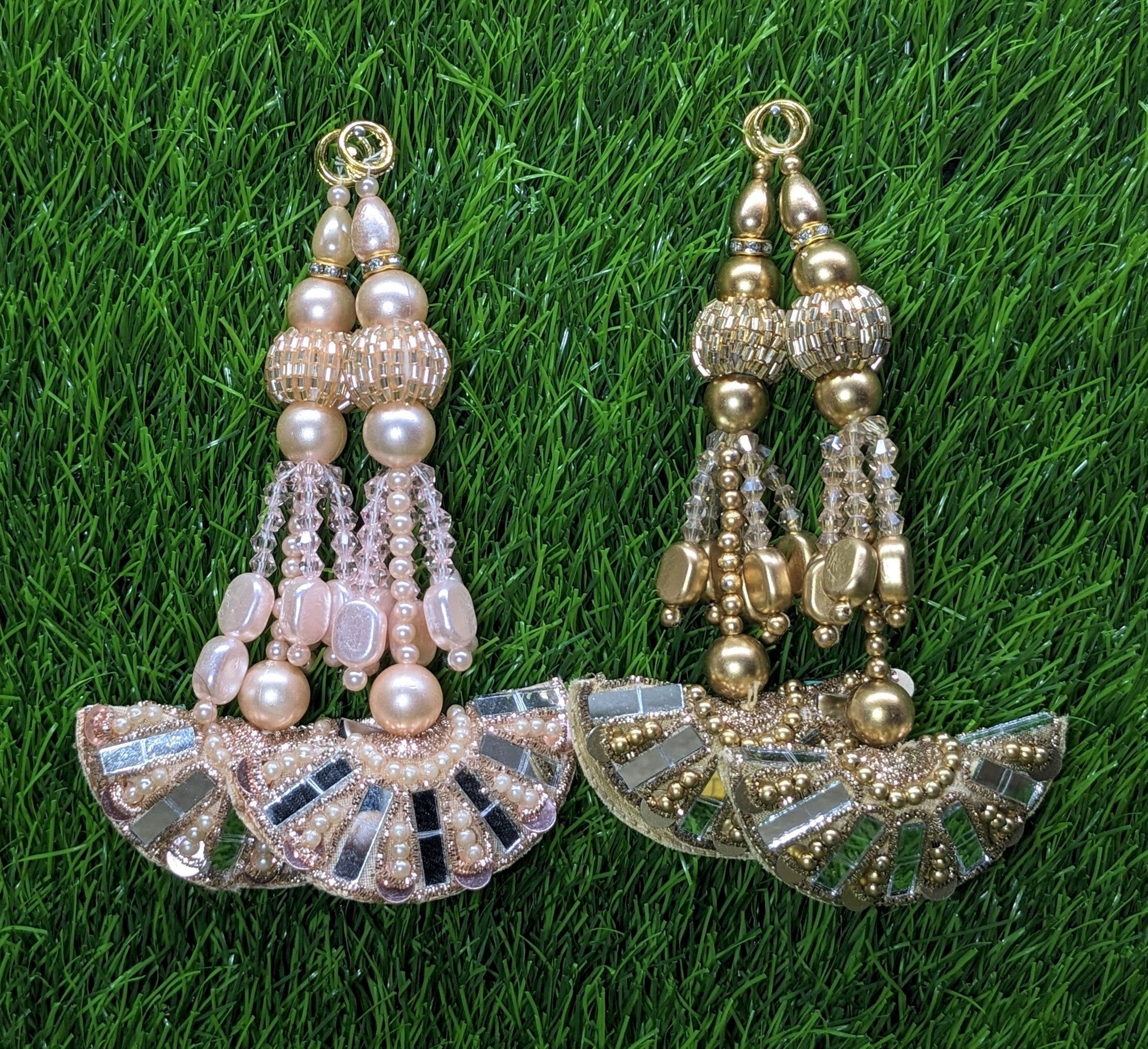 Indian Handmade Beaded Latkan Tassels for Saree blouse HandBags Hangings Dupatta Bridal Wedding dress for Women pair of 2 pcs