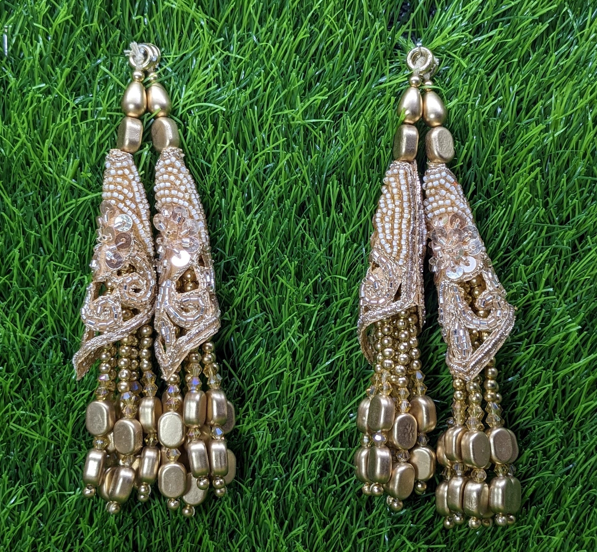Indian Handmade Beaded Latkan Tassels for Saree blouse HandBags Hangings Dupatta Bridal Wedding dress for Women pair of 2 pcs