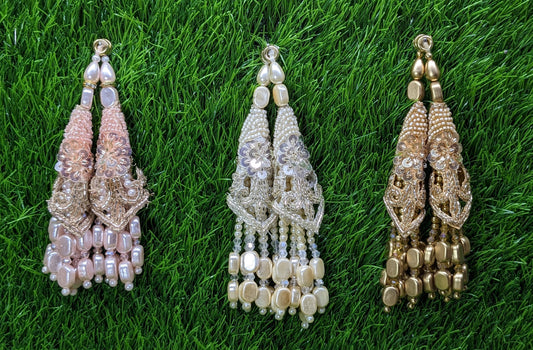 Indian Handmade Beaded Latkan Tassels for Saree blouse HandBags Hangings Dupatta Bridal Wedding dress for Women pair of 2 pcs