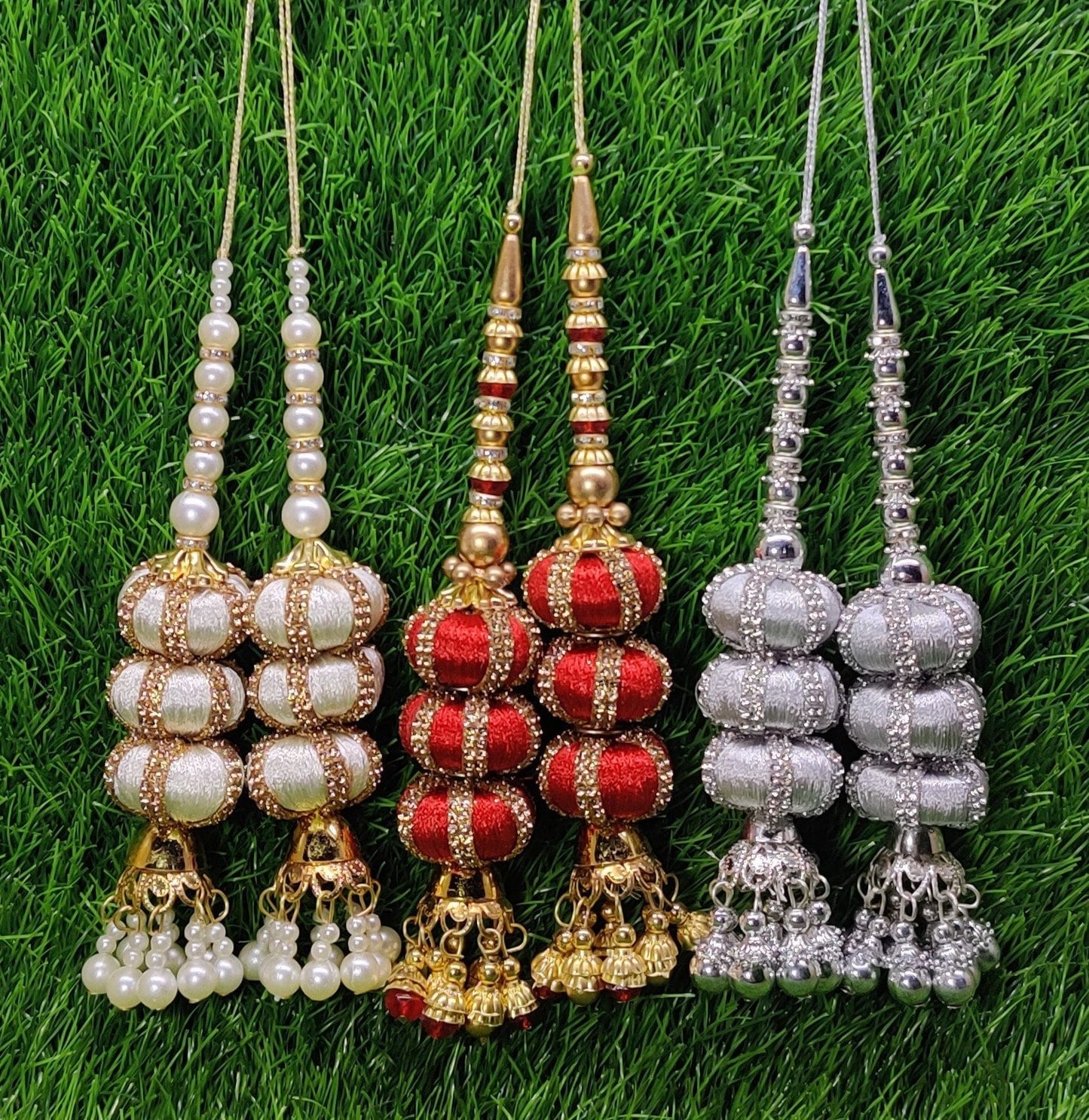 Indian Handmade Latkan Tassels for Saree Blouse Lehenga HandBags Hangings Dupatta Decoration Bridal Wedding dress for Women pair of 2 pcs