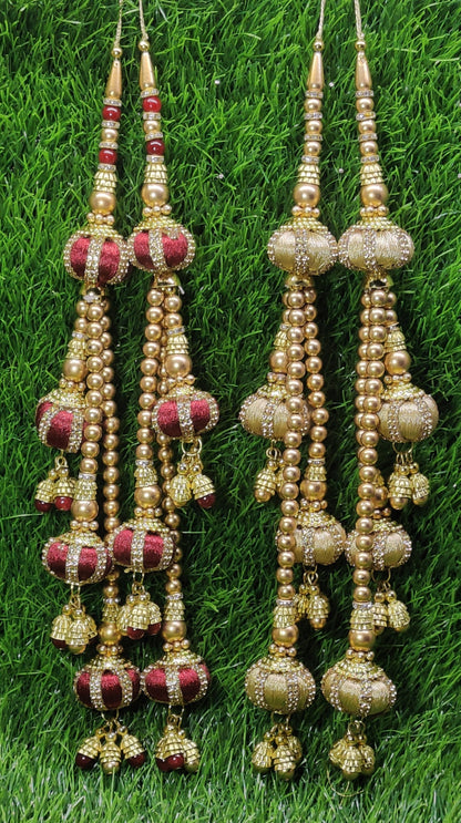 Indian Handmade Beaded Lahenga Latkan Tassels for Saree HandBags Hangings Dupatta Bridal Wedding dress for Women pair of 2 pcs