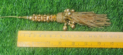 Indian Handmade Golden Latkan for Saree Blouse Lehenga HandBags Hangings Dupatta Decoration Bridal Wedding dress for Women pair of 2 pcs