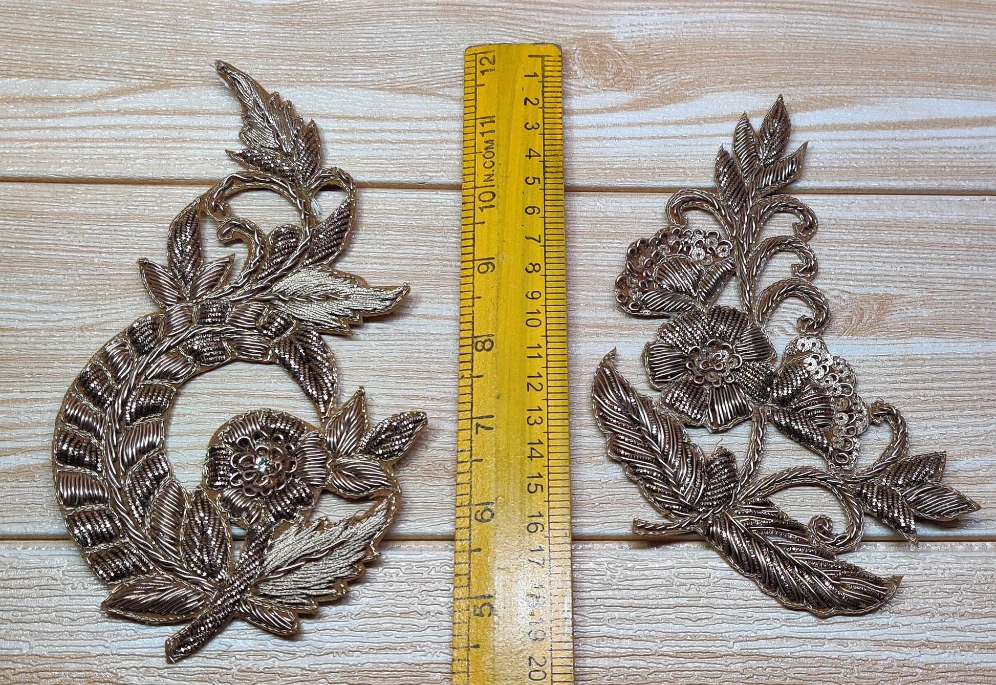 Set of 2 Indian Zardozi Appliques Decorative Handmade Patches Embroidered Dresses Handcrafted Appliques Cushion Crafting booking Bags