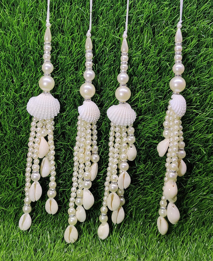 Indian Handmade White Pearl Latkan for Saree Blouse Lehenga HandBags Dupatta Decoration Bridal Wedding dress for Women pair of 2 pcs