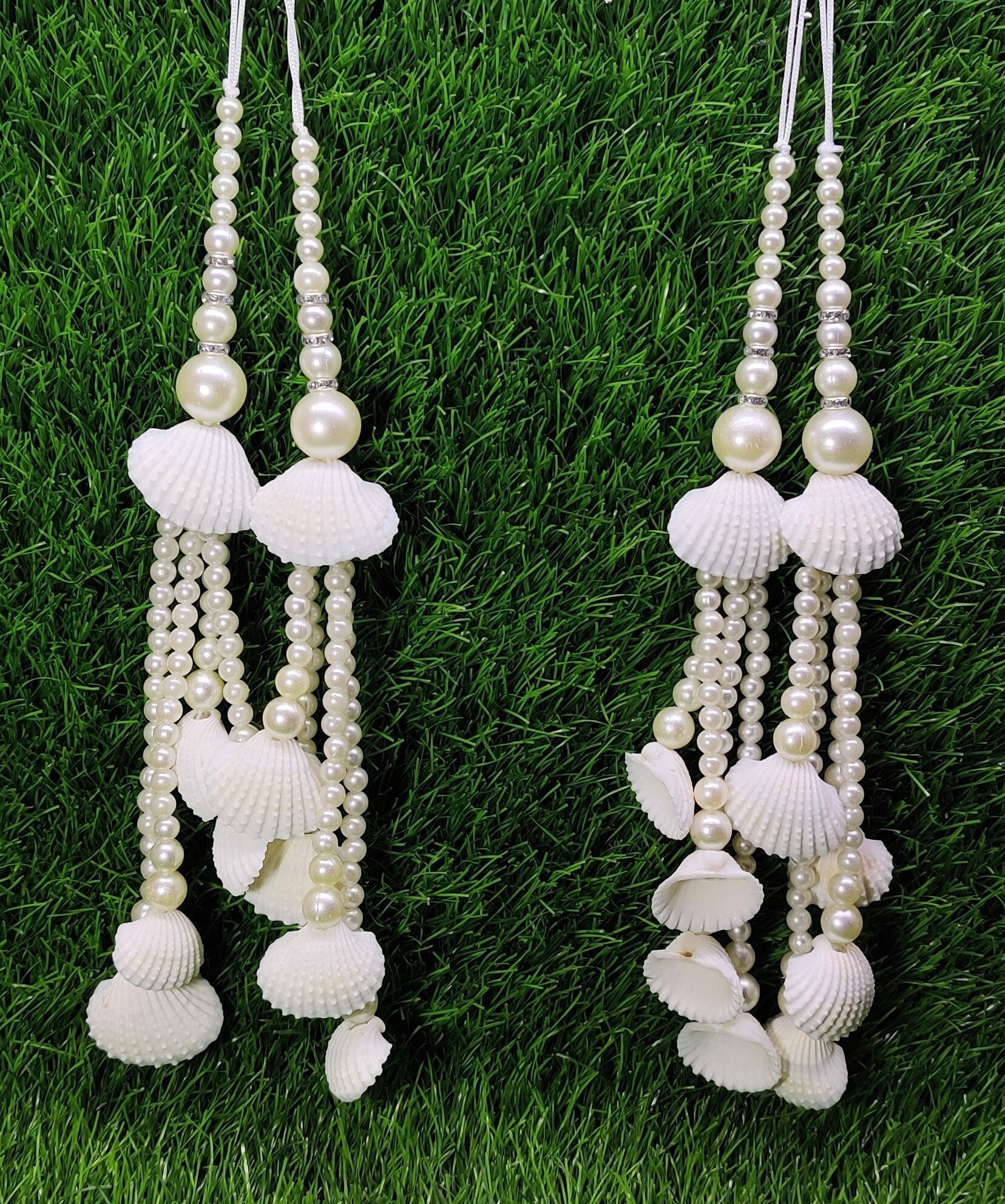 Indian Handmade White Pearl Latkan for Saree Blouse Lehenga HandBags Dupatta Decoration Bridal Wedding dress for Women pair of 2 pcs