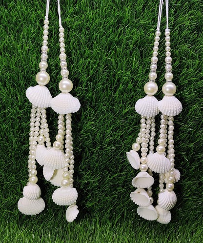 Indian Handmade White Pearl Latkan for Saree Blouse Lehenga HandBags Dupatta Decoration Bridal Wedding dress for Women pair of 2 pcs